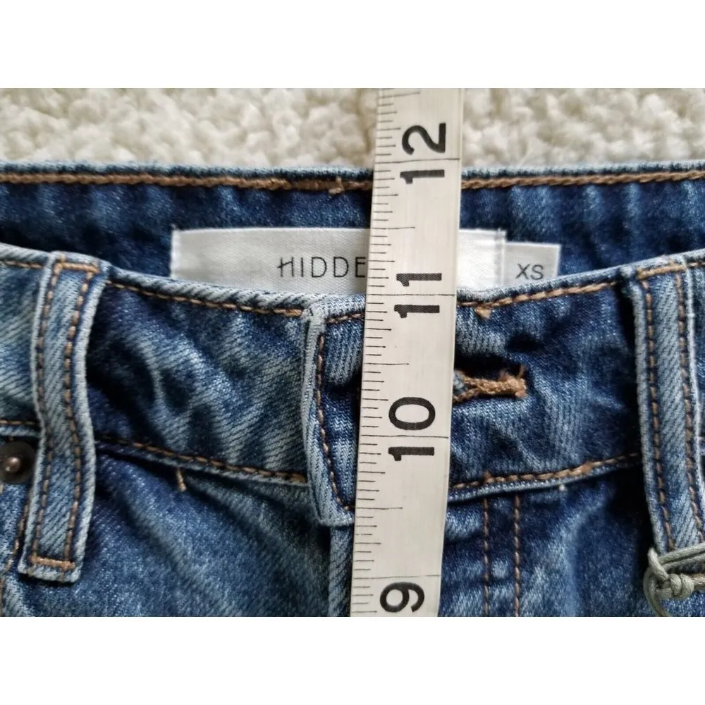 Hidden SOFIE Mom Shorts Distressed Dark Wash Button Fly Womens Size XS/27 Waist - Image 7