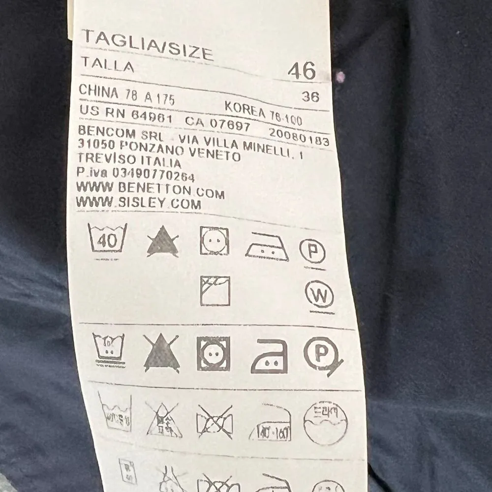 Stile Benetton Pants Women US 10 Blue Cotton High Waist Pleated Trousers Classic - Image 11