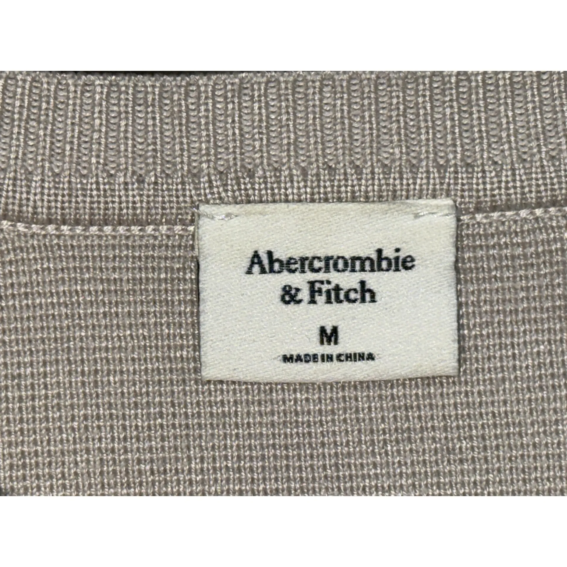Abercrombie & Fitch Beige Tan Ribbed Knit Long Sleeve Crew Neck Sweater Size M - Image 3