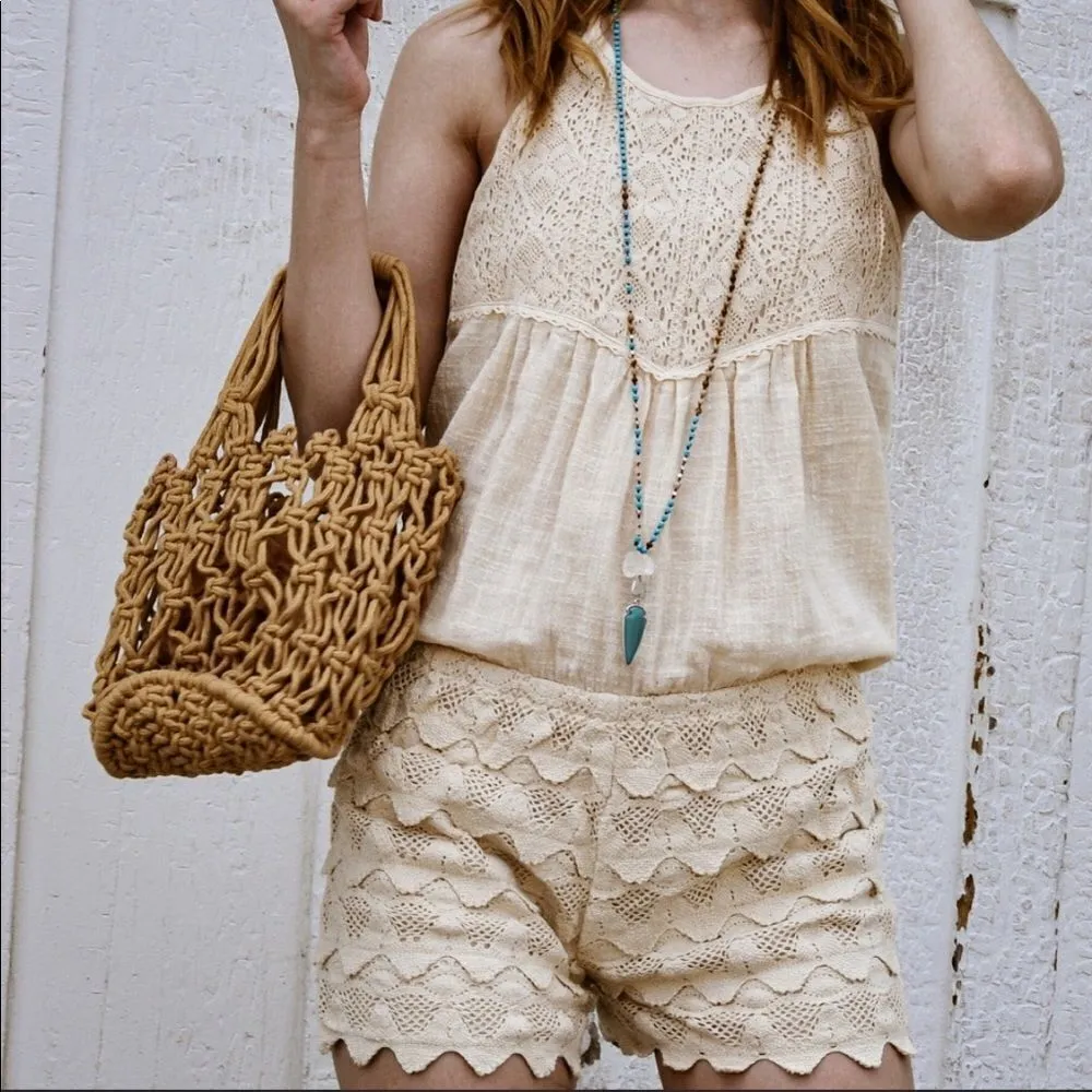 ‎Sleeveless Crochet Romper Size M - Image 2