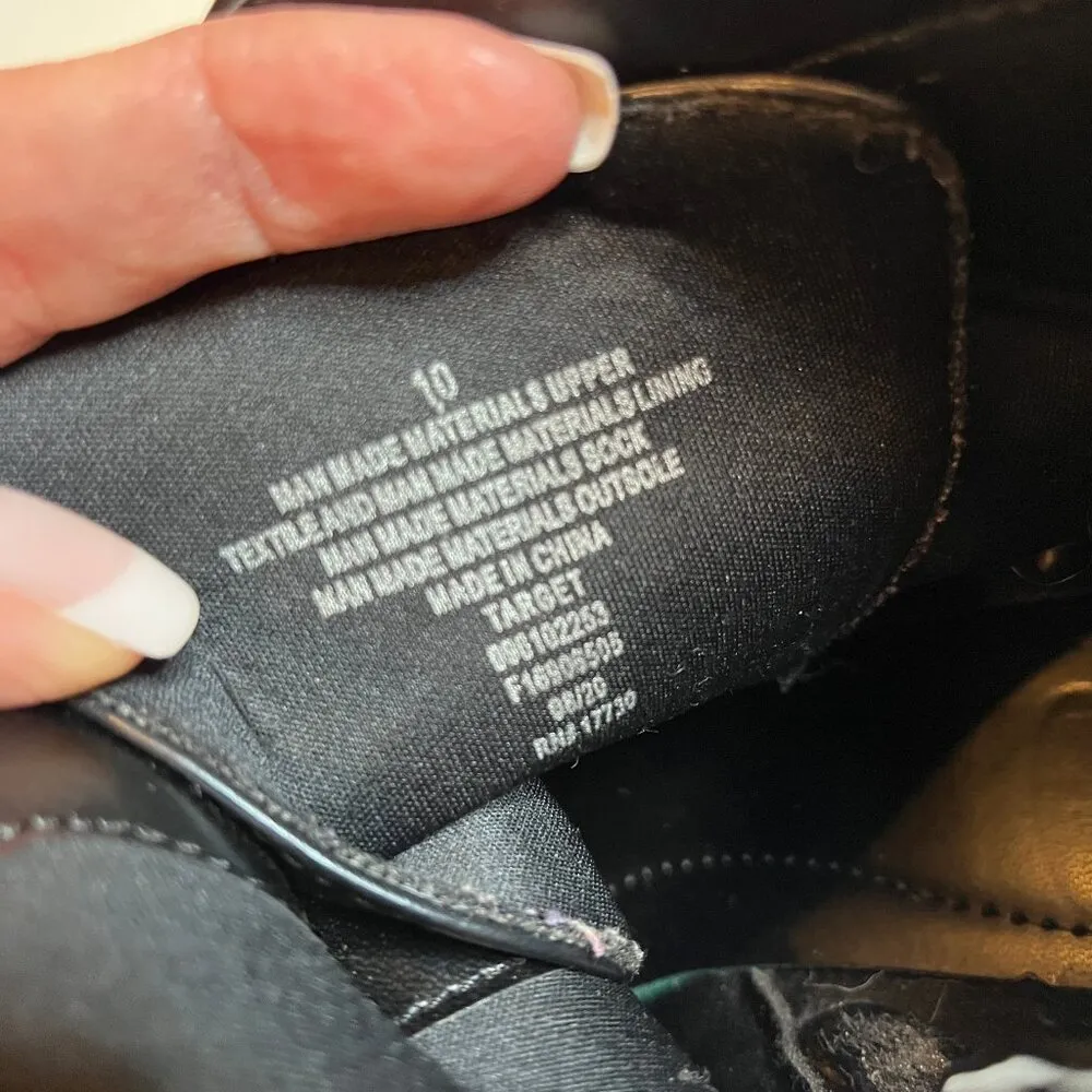 A New Day Calypso Black Buckle Combat Military Boots SZ 10 Chunky Lug Sole Ankle - Image 8