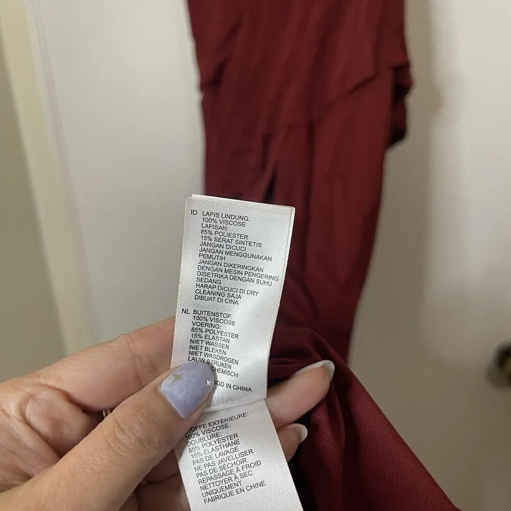 Reiss Xena Strappy Open Back Asymmetrical strap Cocktail Dress in Dark Red US 2 - Image 6