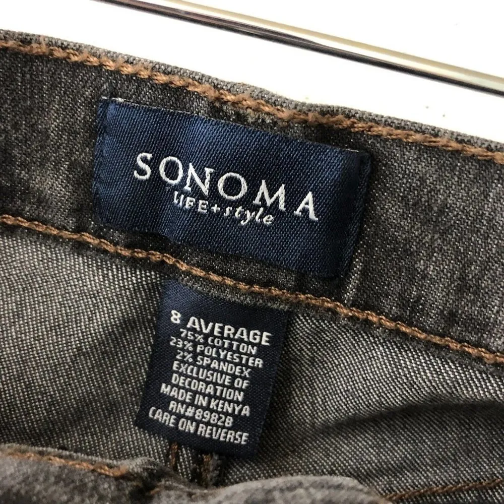 Sonoma Womens Vintage 90s Mom Jeans High Waist Tapered Leg Stretch Black 8 - Image 3