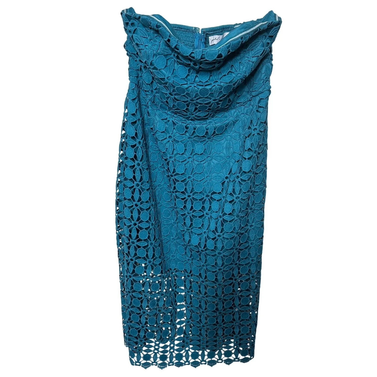 Petal + Pup Candice Strapless‎ Lace Midi Dress Party Cocktail Teal Blue Size 14 - Image 2