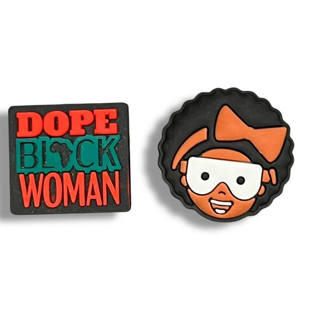 (2) jibbitz croc shoe charms Black Girl Bundle Woman Queen Afro Black Culture - Image 2
