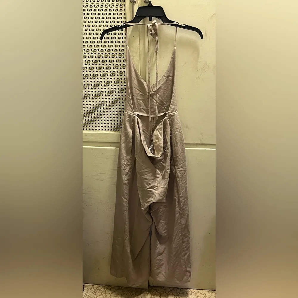 Easy LG Creme cotton canvas halter pant suit Tan - Image 2