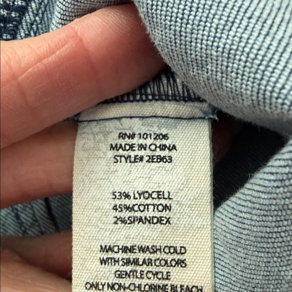 Soft Surroundings Blue Chambray Denim Button Up Sleeveless Waist Tie Midi Dress - Image 5