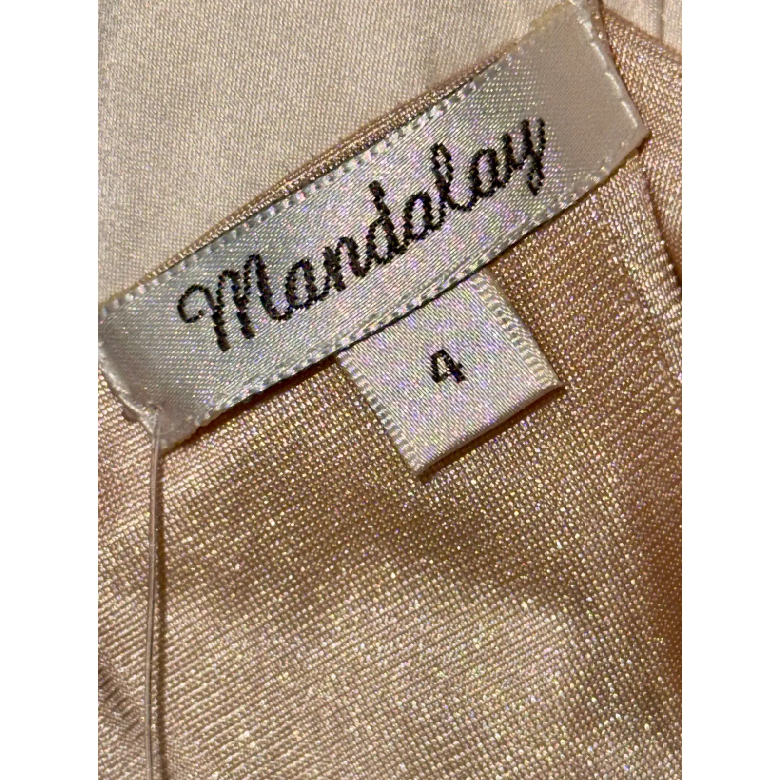 NWT Mandalay Cream Ivory Gold Beaded Fringe Midi Evening Cocktail Dress Womens 4 - Image 11