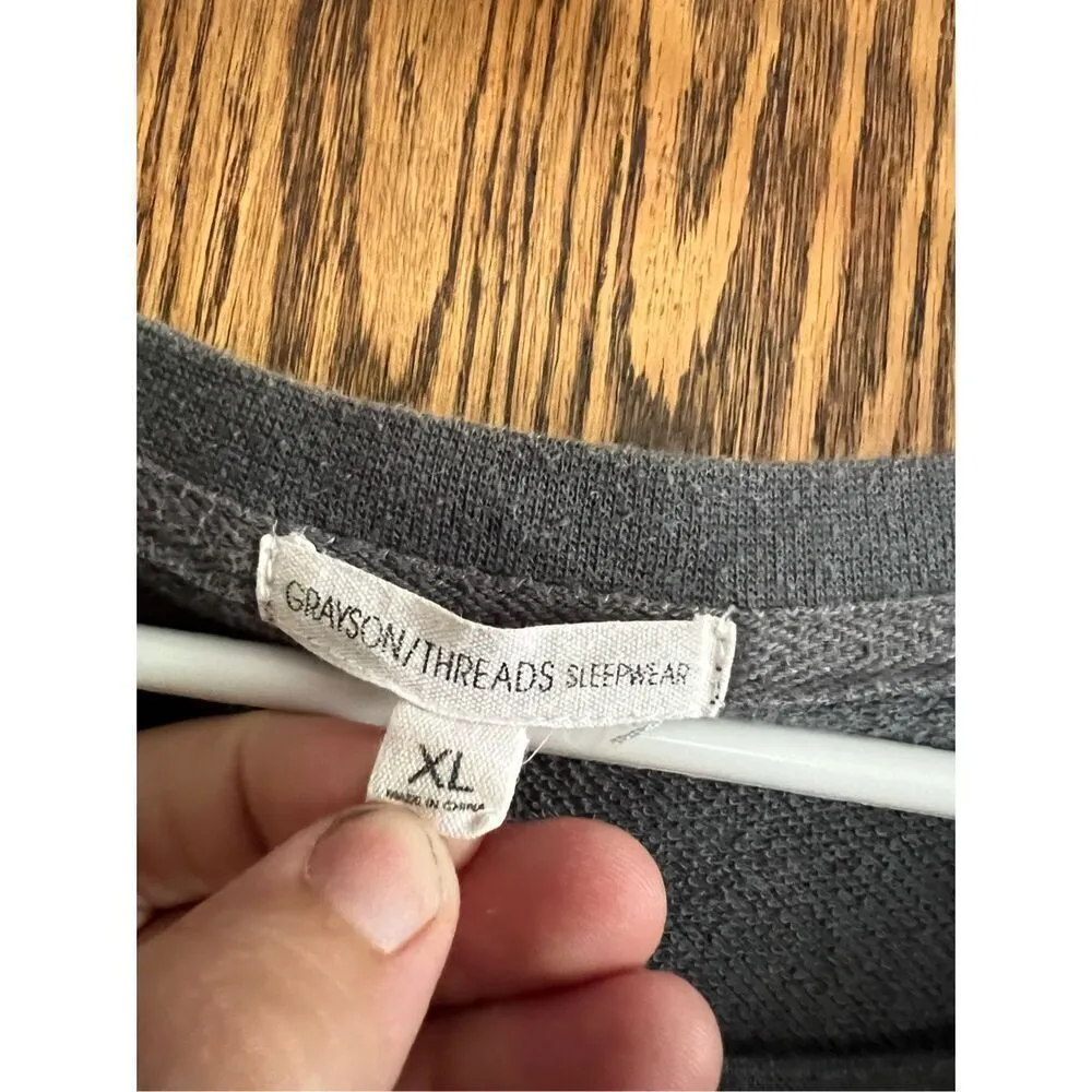 Grayson Threads Sleepwear Cropped Grey Saturday Long Sleeve Top Woman’s Size XL - Image 4