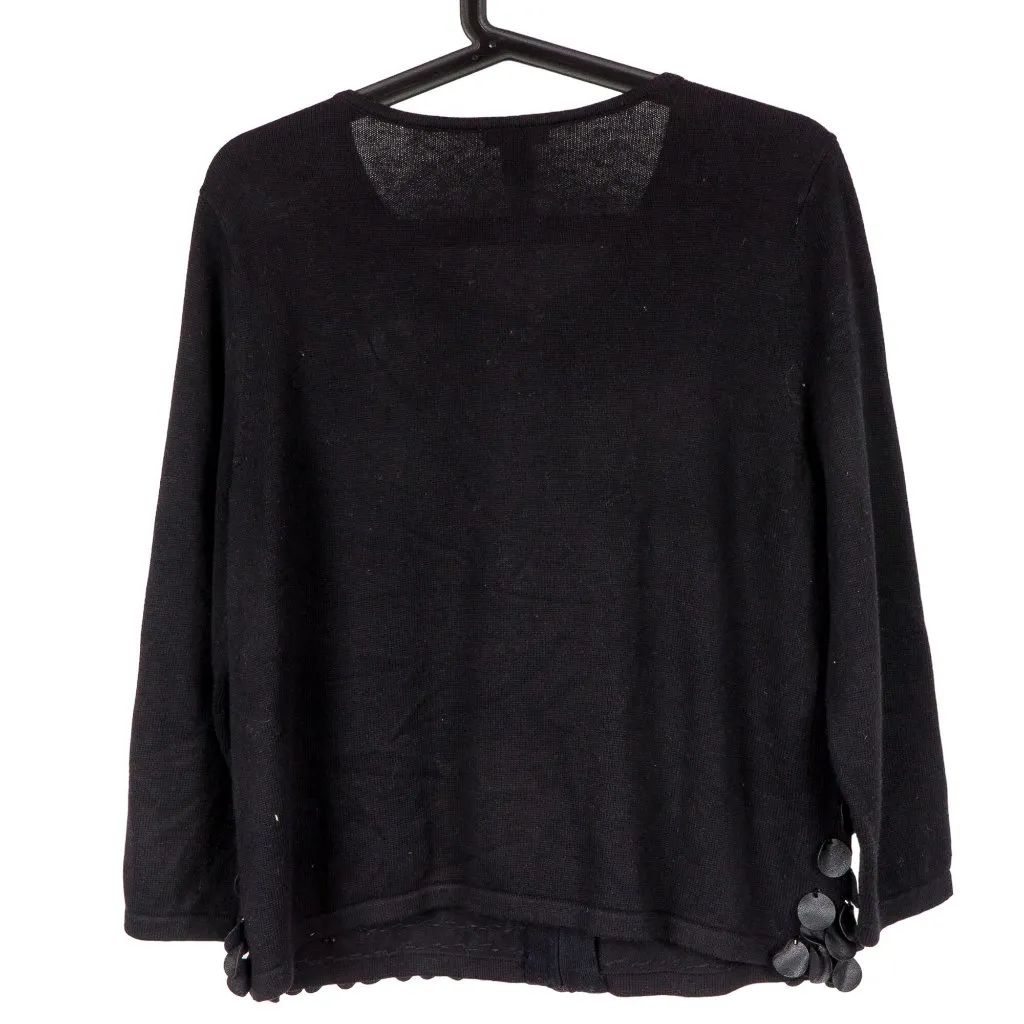 Chicos Womens Cardigan Sweater 1 M 8 Black Zipper Hanging Circles Festive Cotton - Image 6