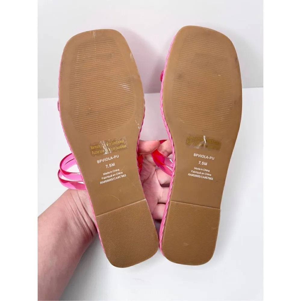 Nordstrom BP Viola Barbie Pink Braided Flat Slide Sandals Size 7.5 - Image 8