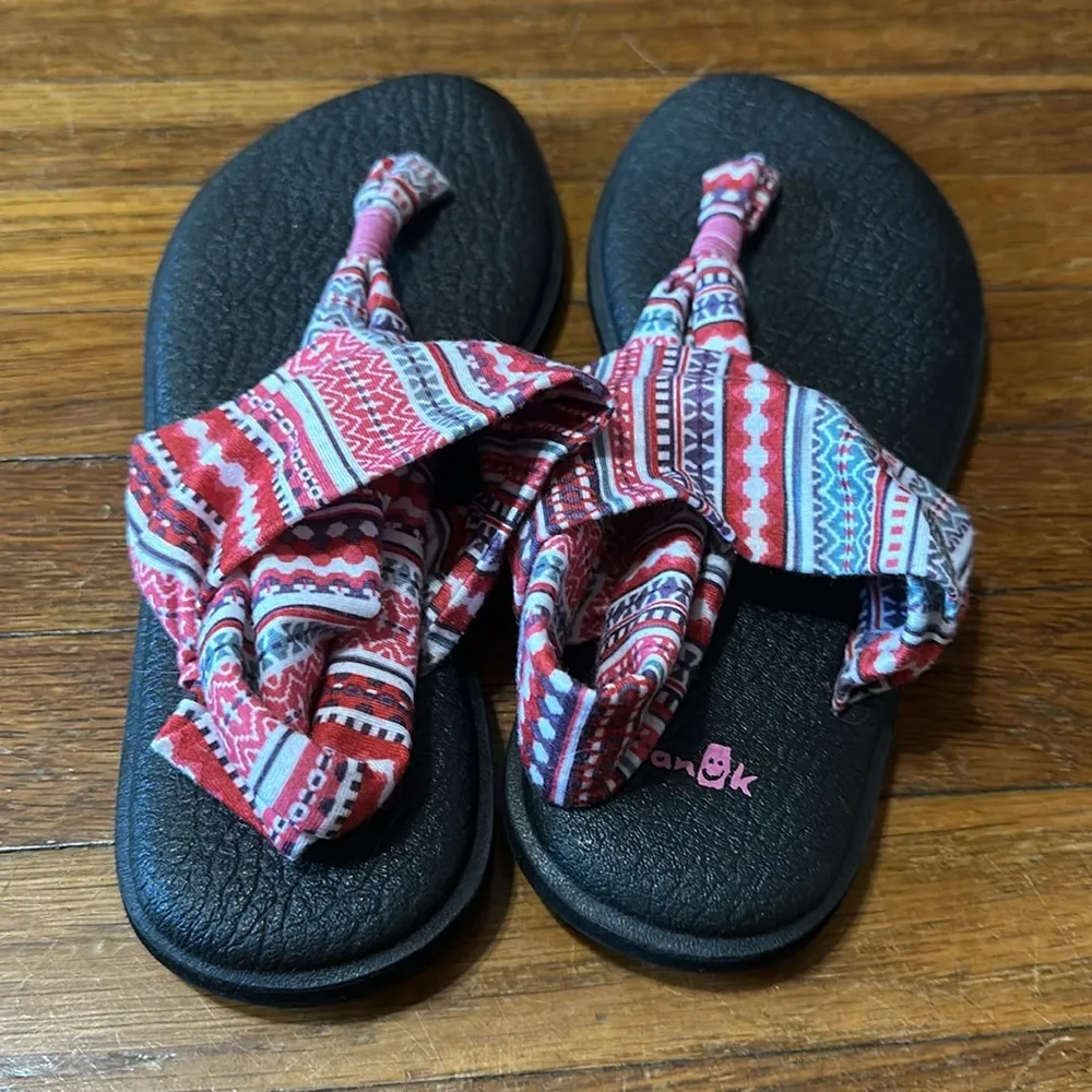 Sanuk Yoga Mat Sling Back Sandals, Pink Pattern, Sz 9 - Image 4