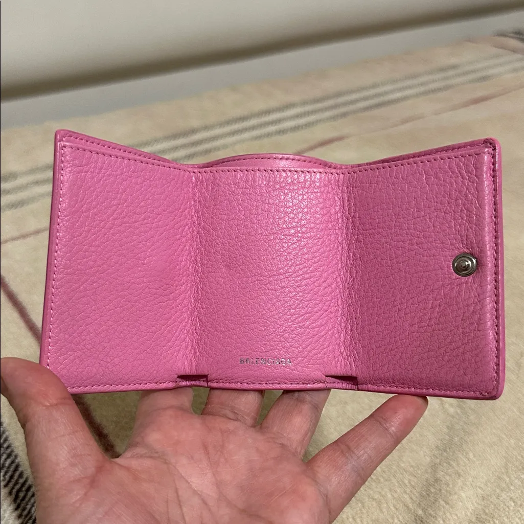 Balenciaga Pink Tri-Fold Compact Wallet - Image 9