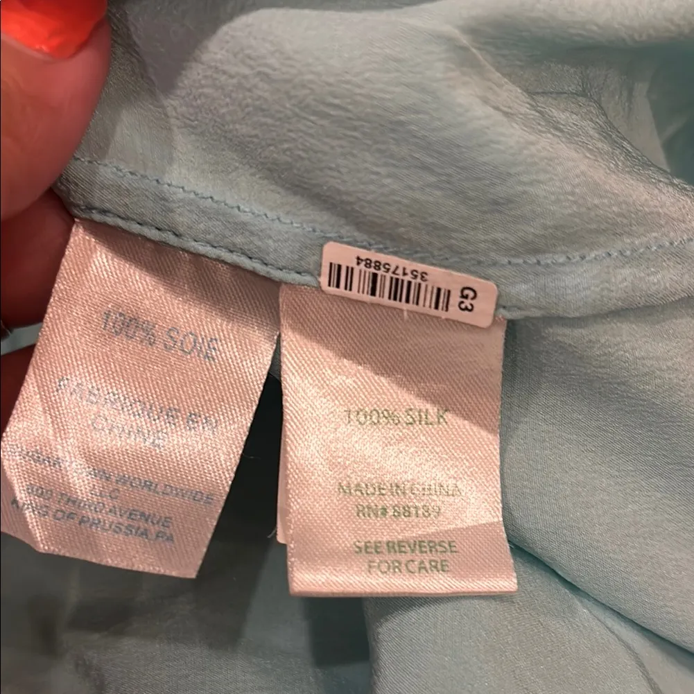 Lilly Pulitzer Solid Silk Long Sleeve Blouse with Mandarin Collar - Image 10