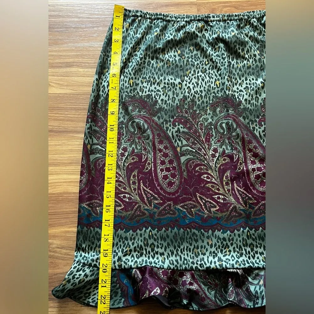 VTG No Boundaries Skirt Ruffle Hem Paisley Leopard Y2K WhimsiGoth Grunge Size XL - Image 6