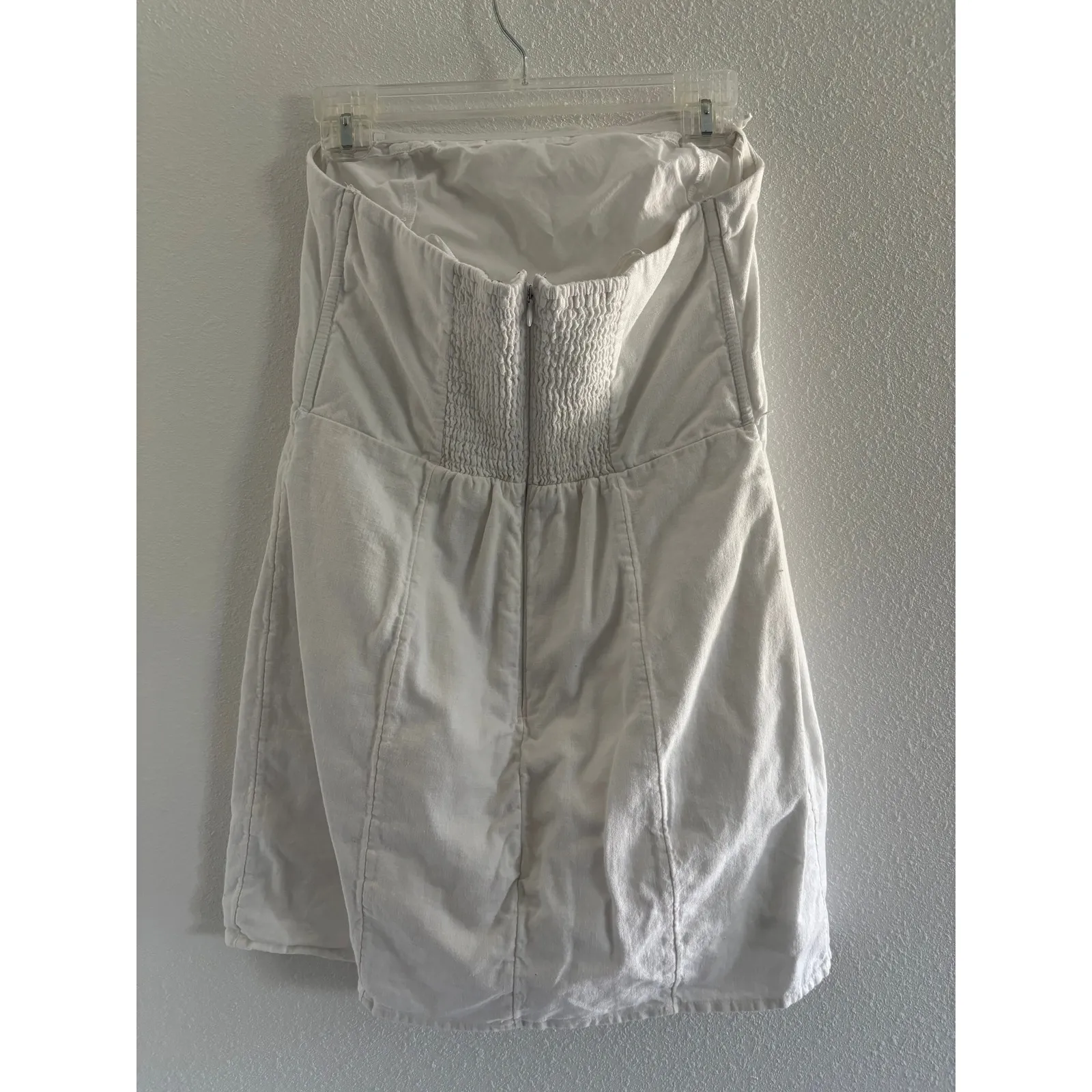 Abercrombie & Fitch Mini Dress Womens Medium White Strapless Linen Bridal Beach - Image 2