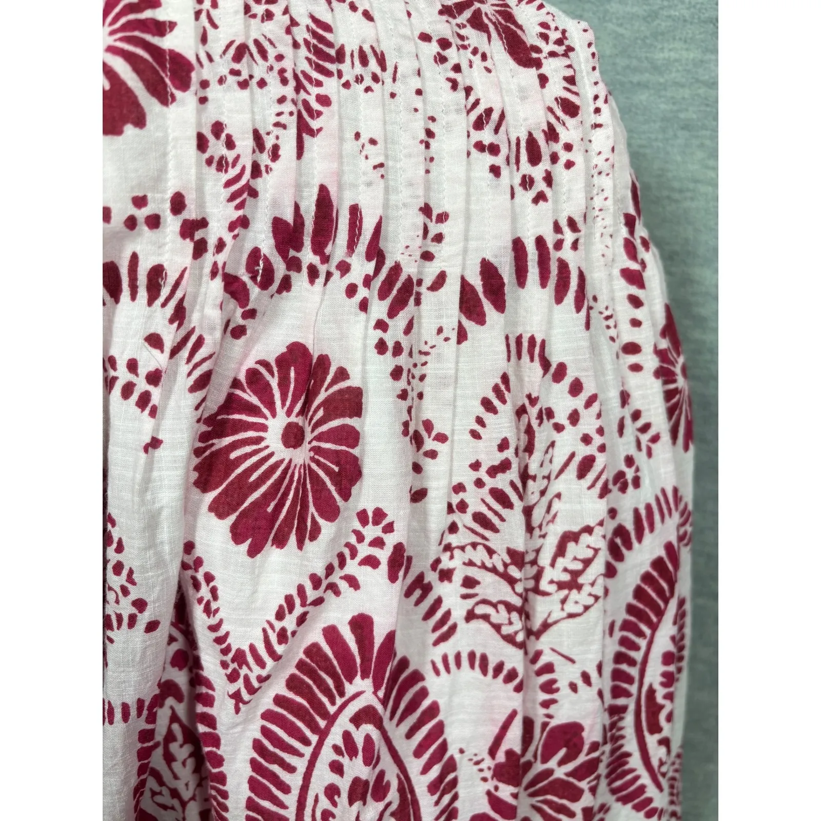 Maeve Anthropologie Dress S Red Floral Babydoll Mini Flutter Sleeve Lace Cottage Pink Size undefined - Image 10