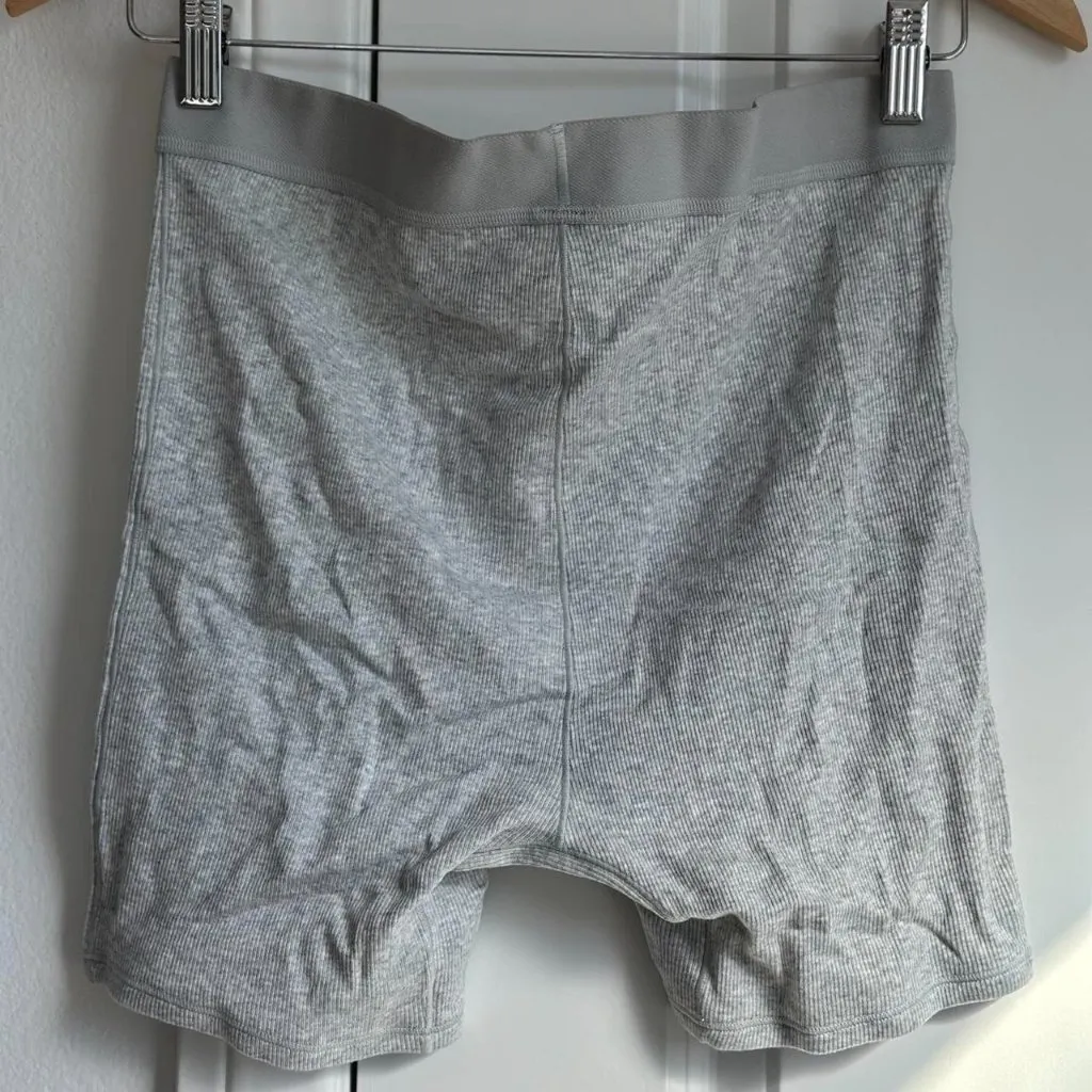 Skims Cotton Rib Boxer in Light Heather Grey, Size Large - Image 7