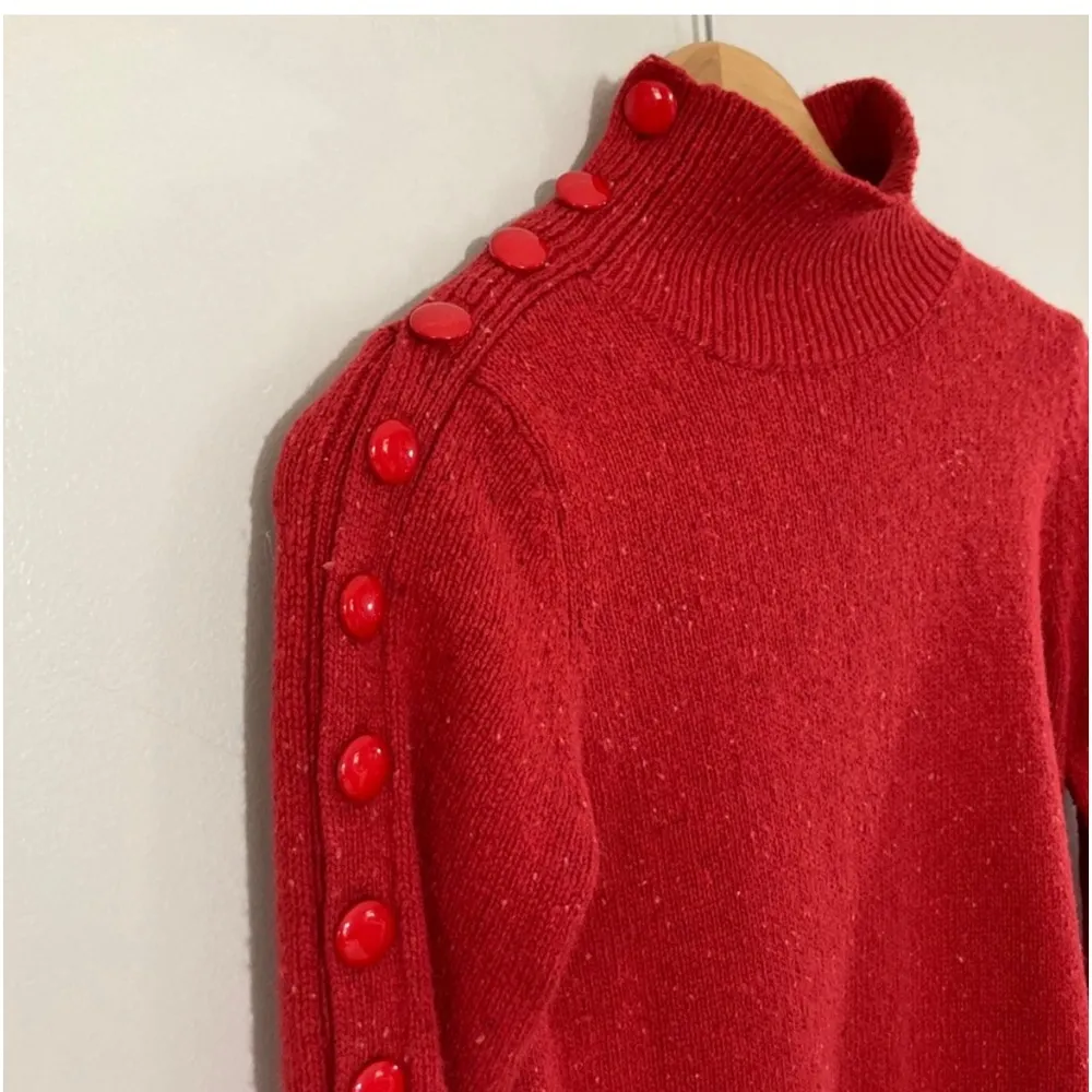 Moth Red Button Sleeve Knit Sweater - Image 5