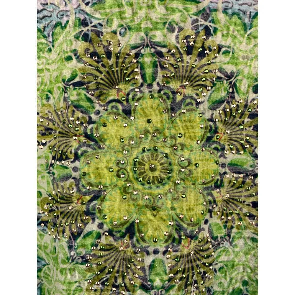 DressBarn Women’s Blue & Green Patterned T-Shirt Sz 1X – Casual Plus Sz Tee Top - Image 4