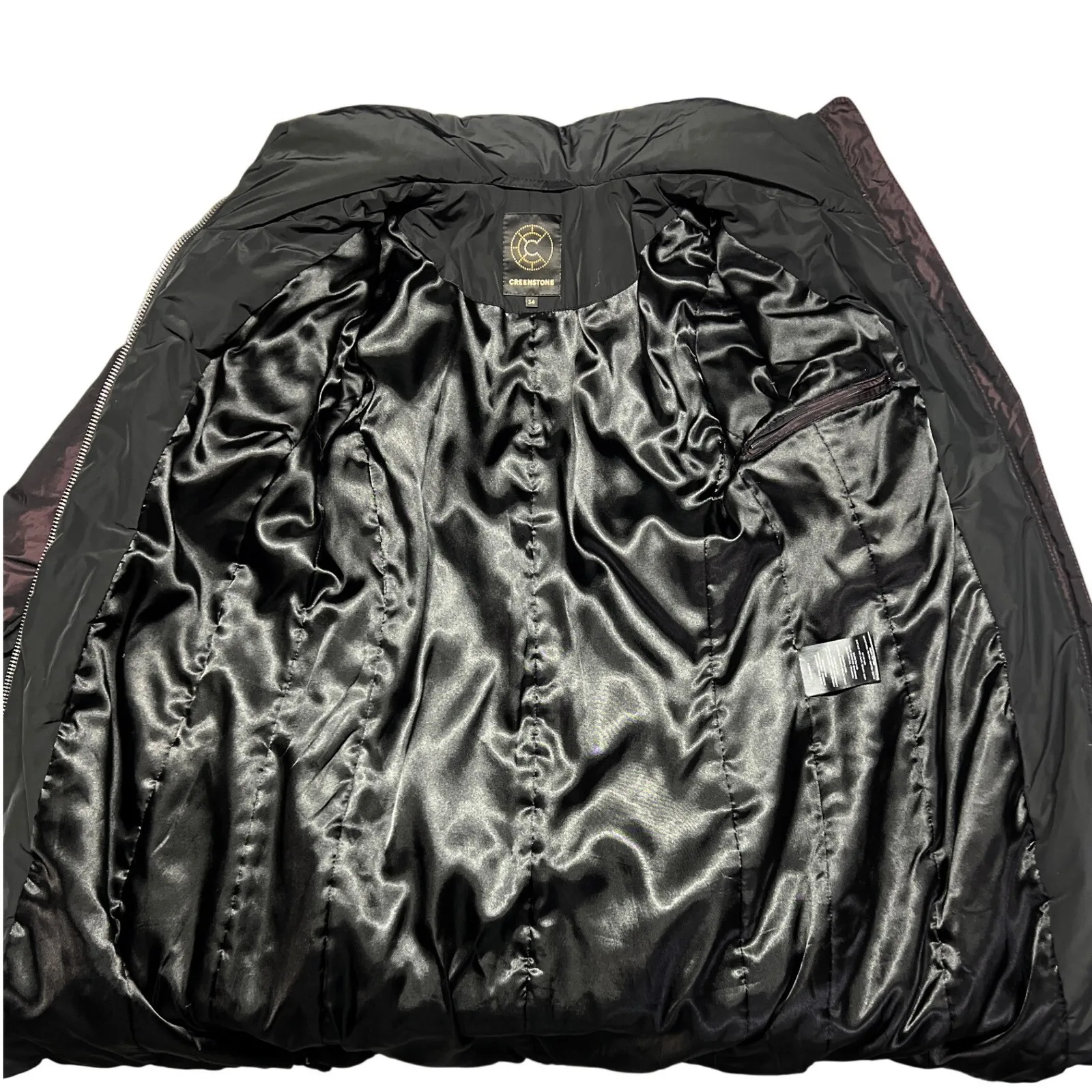 Creenstone Quilted Puffer Coat Womens XS Long Maroon/Black Winter Jacket EUC Black - Image 11