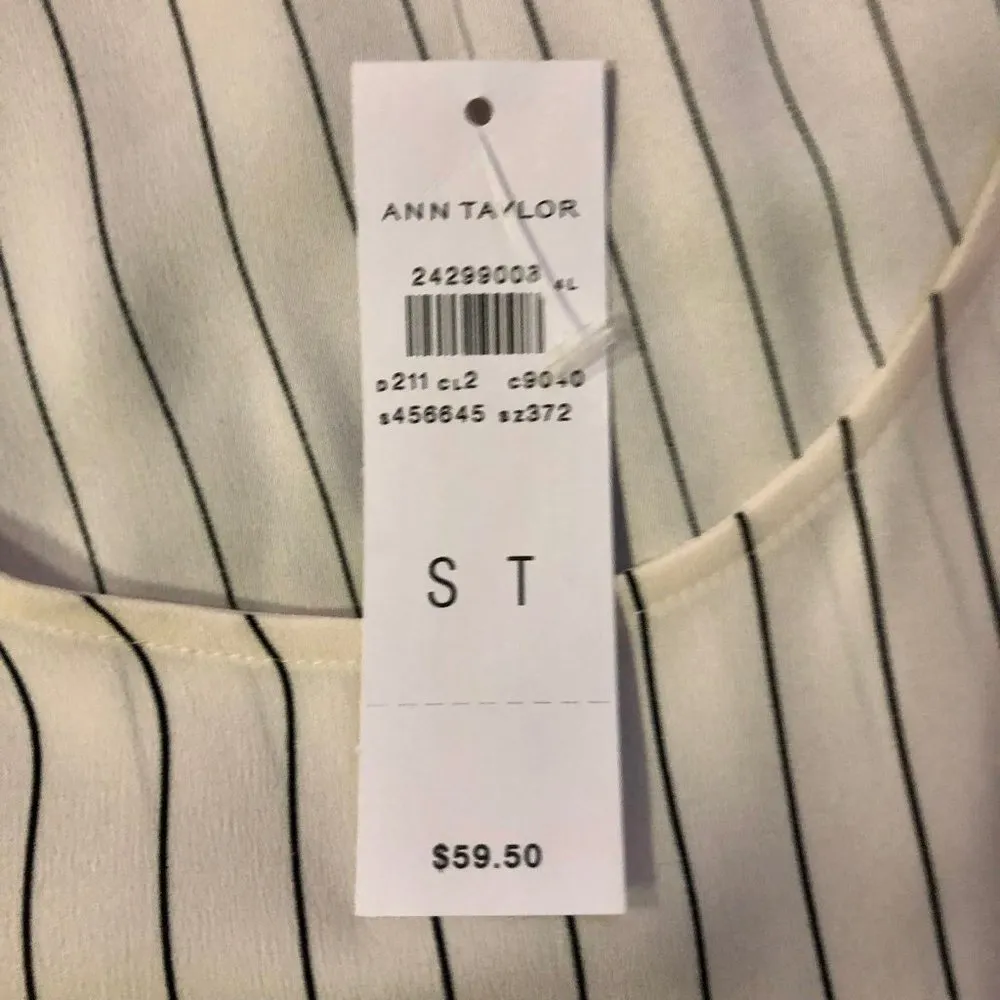 Ann Taylor Blouse Womens ST Tall New Striped Sleeveless - Image 10