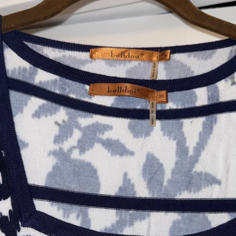 $188 Belldini Navy White Rhinestone Cardigan and tank matching set Size XL Blue - Image 9