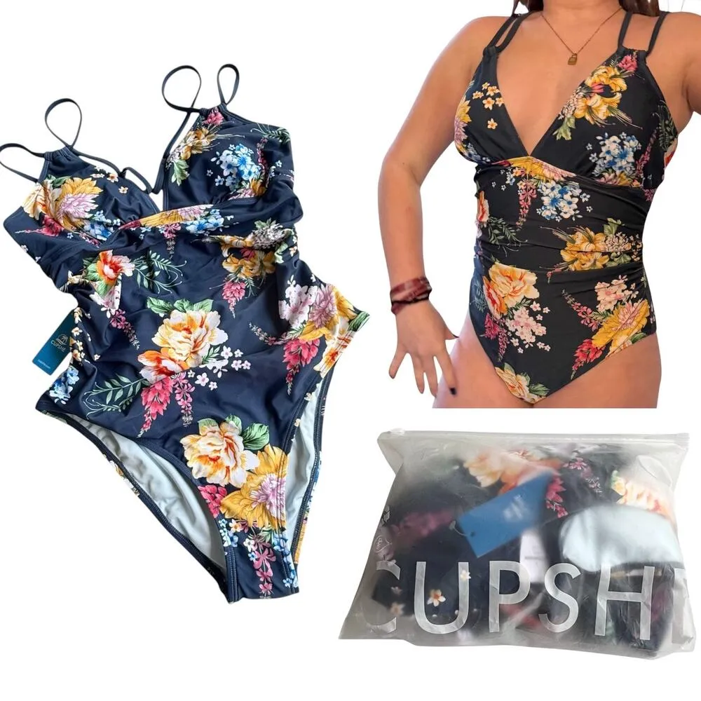 NEW Cupshe SWIMSUIT Women's LG Tropical Floral Cutout One-Piece Bathing Suit NWT - Image 15