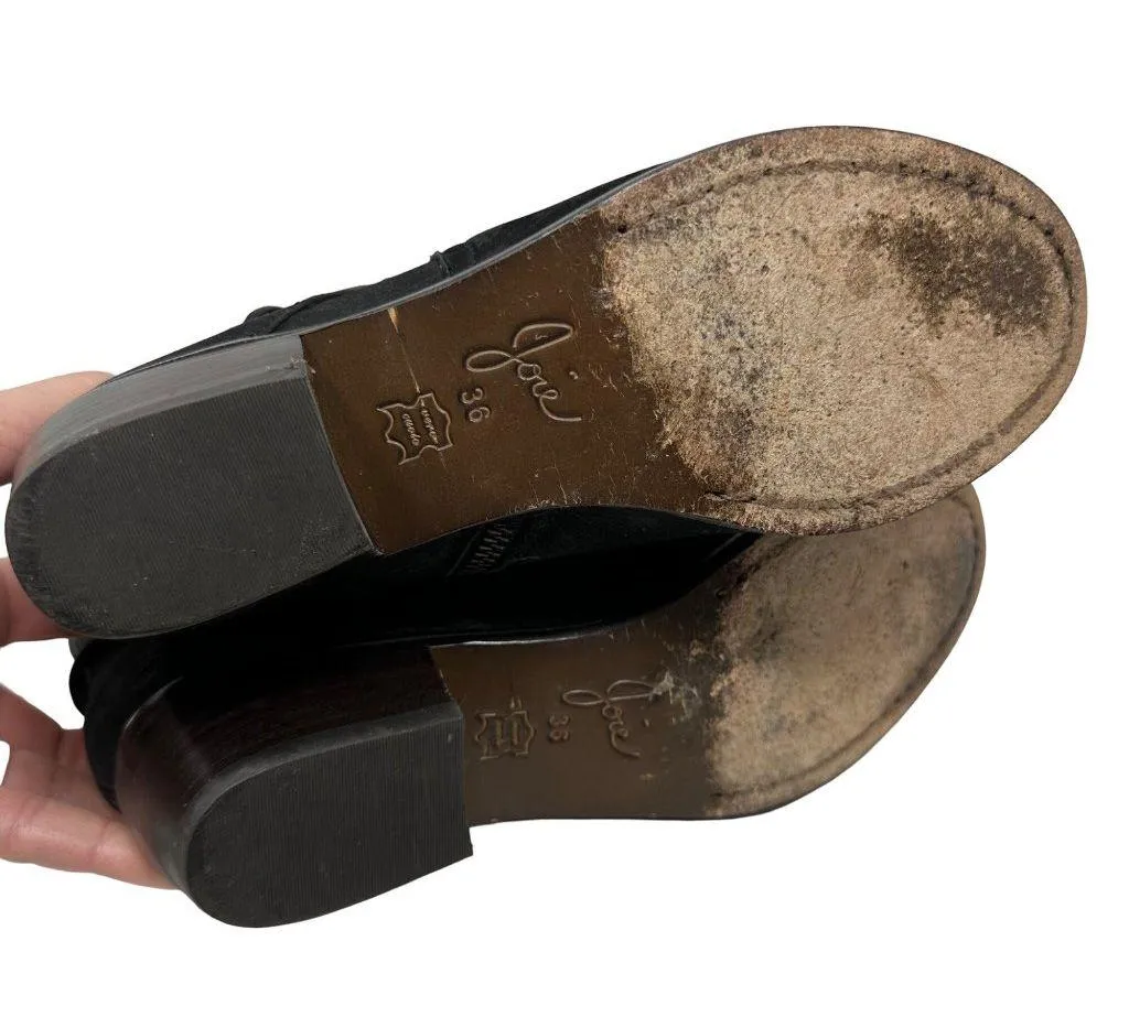 Joie Gypsy Ankle Boot Size 36 US 6 Black Suede Leather Bootie Low Heel - Image 8