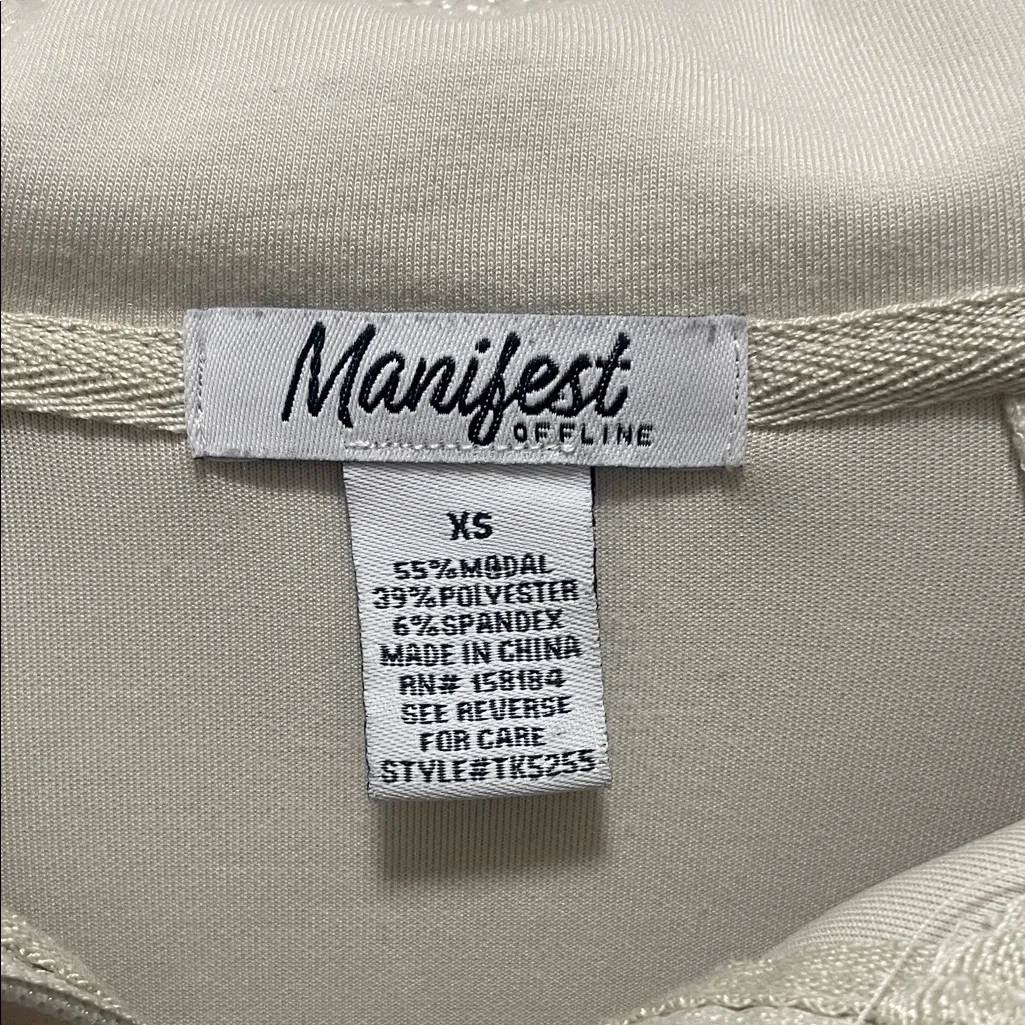 Elegant Cream Bomber Jacket by Hang Ten Size XS - Image 3