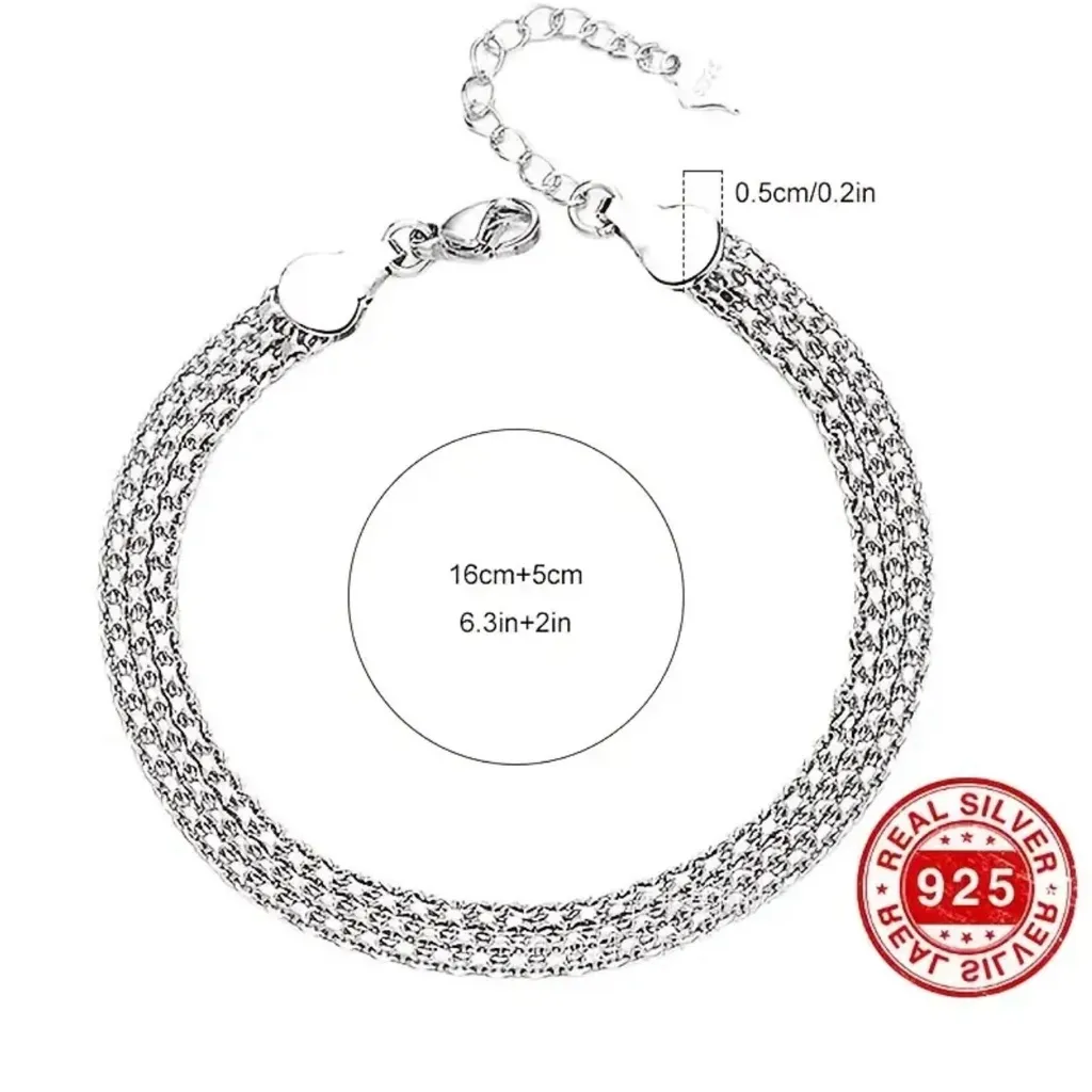 925 Sterling Silver Thick Chain Adjustable Bracelet New in Box - Image 2