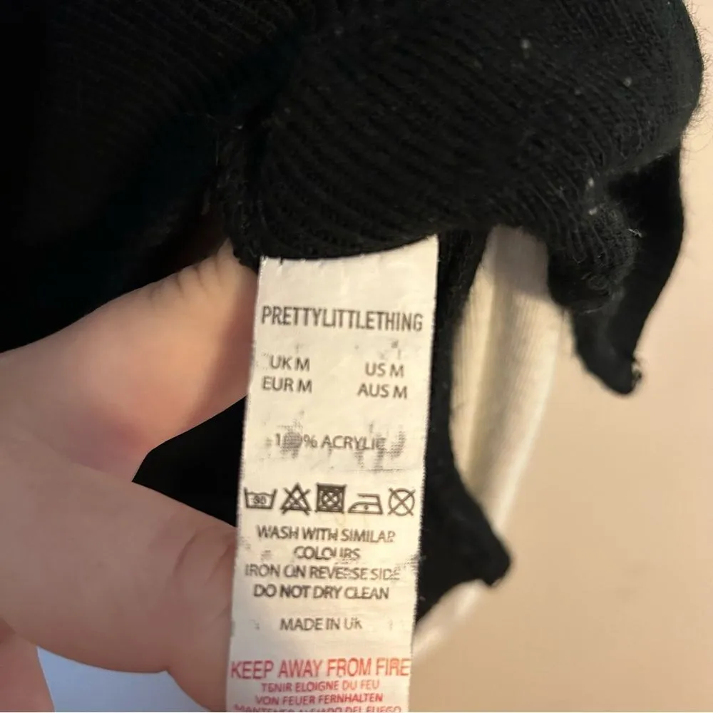 PrettyLittleThing Sweater Crewneck Colorblock Black White Knit Casual Neutral - Image 10