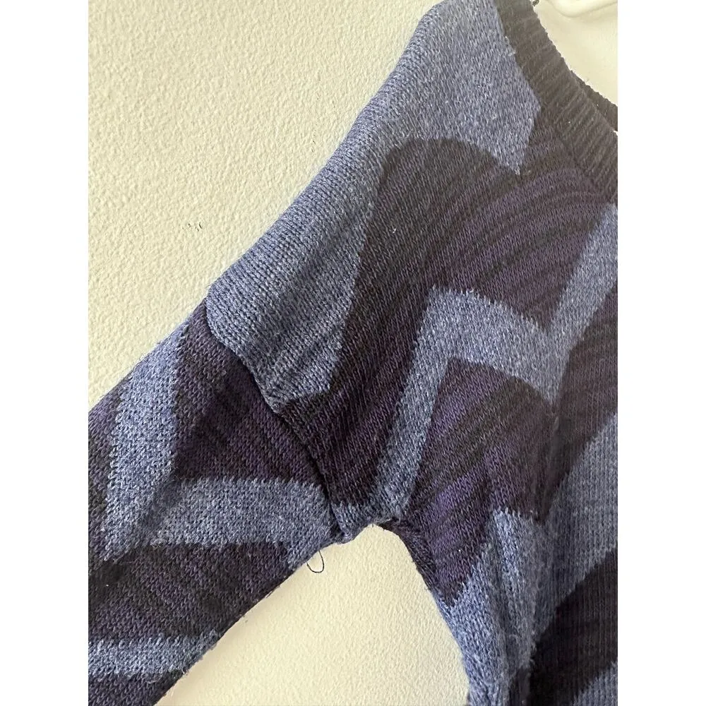 Charlotte Russe Sweater Women's Small Blue Chevron Knit Tunic Y2K Academia - Image 5