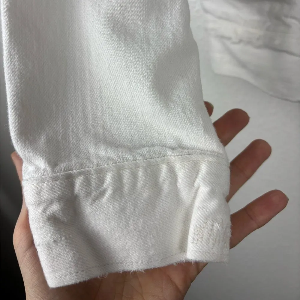 Polo‎ Ralph Lauren Women's Small White Cotton Denim Trucker Jacket Distressed - Image 6