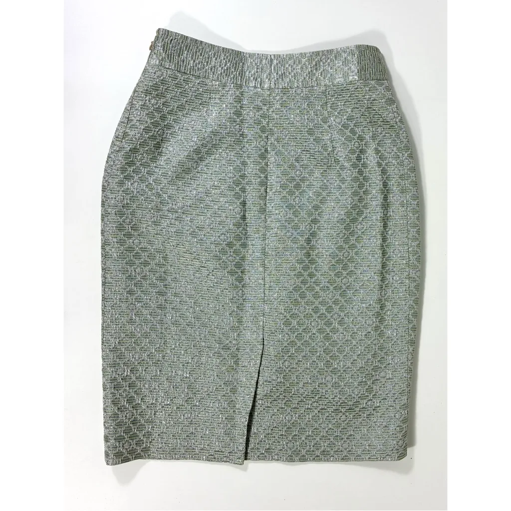 Moschino Cheap And Chick Textured Metallic Pencil Skirt Green - Image 3