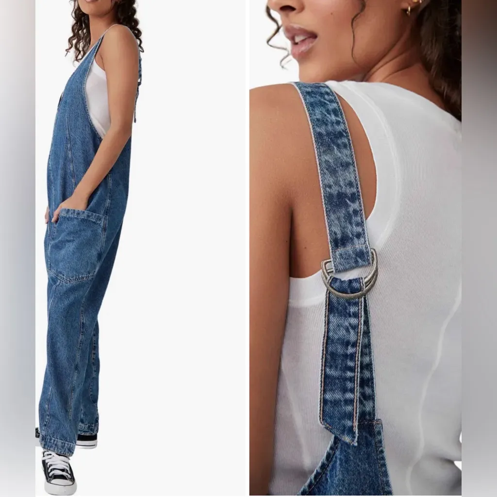 Free People High Roller Denim Jumpsuit - Image 5