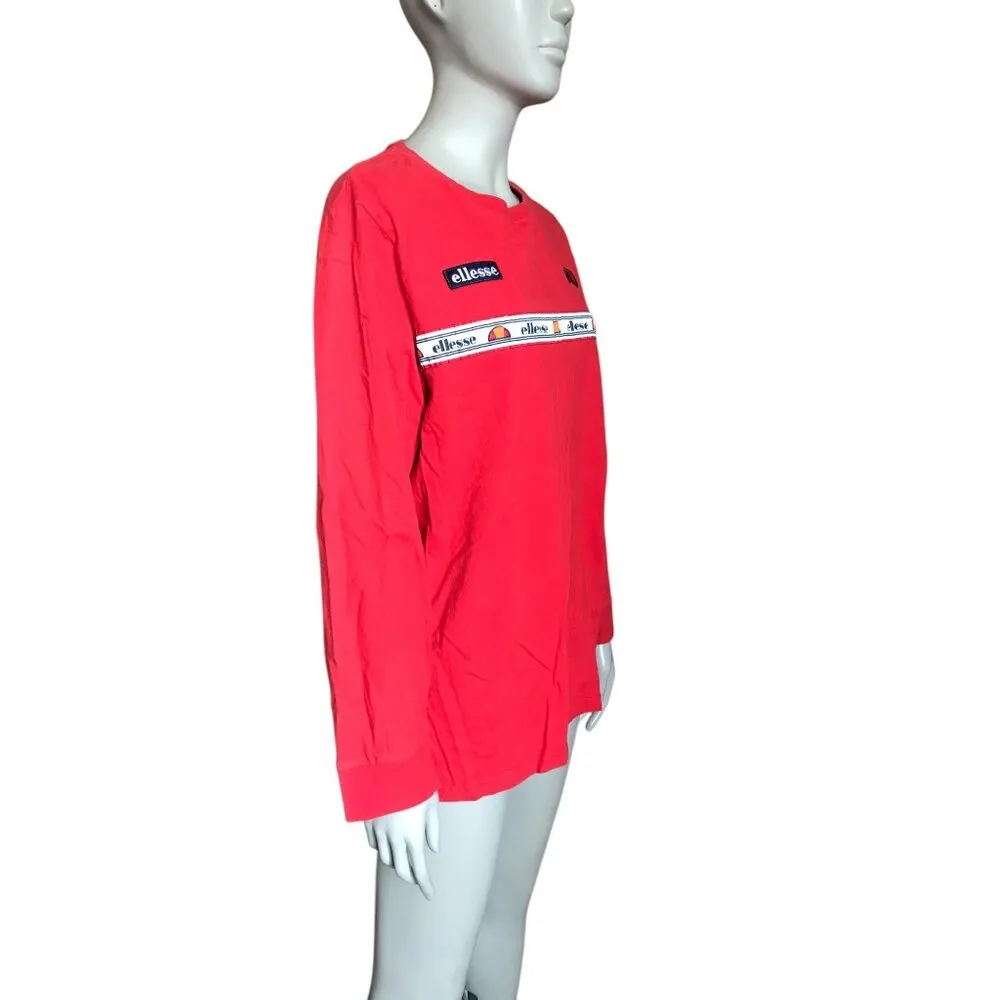 Ellesse Red and White Long Sleeve Cropped Top Size L - Image 3