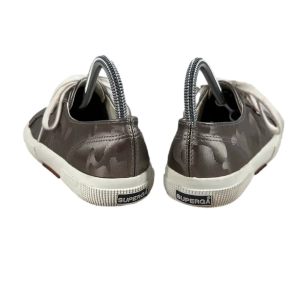 Superga Women's Silver Metallic Camo Print Sneakers Size 7.5 - Image 6