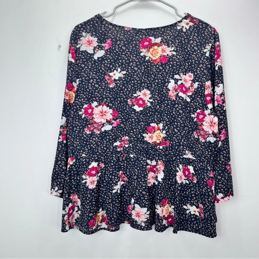 Torrid Floral Animal Print Cropped Peplum 3/4 Sleeve Corset Top‎ Size 2X - Image 7