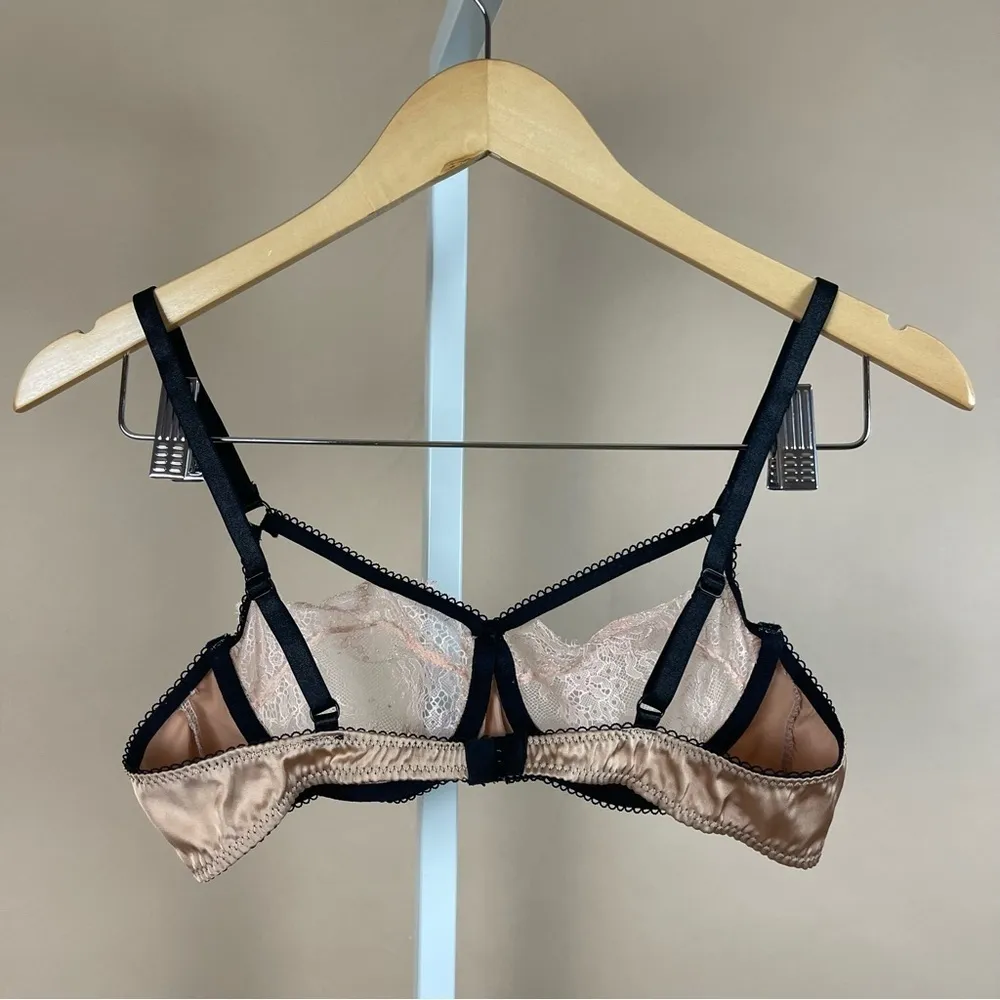 Nude Delicate 34B Lace Medium Wire Bra Sexy Sheer Date Wedding Night Tan Size undefined - Image 2