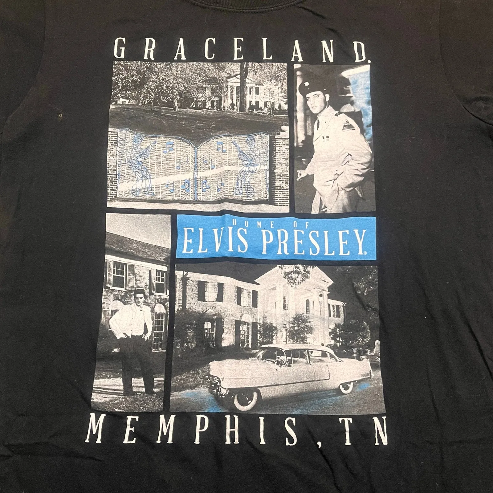 Graceland‎ Women XL Home Of Elvis Presley Slim Fit Black Short Sleeve Shirt - Image 2