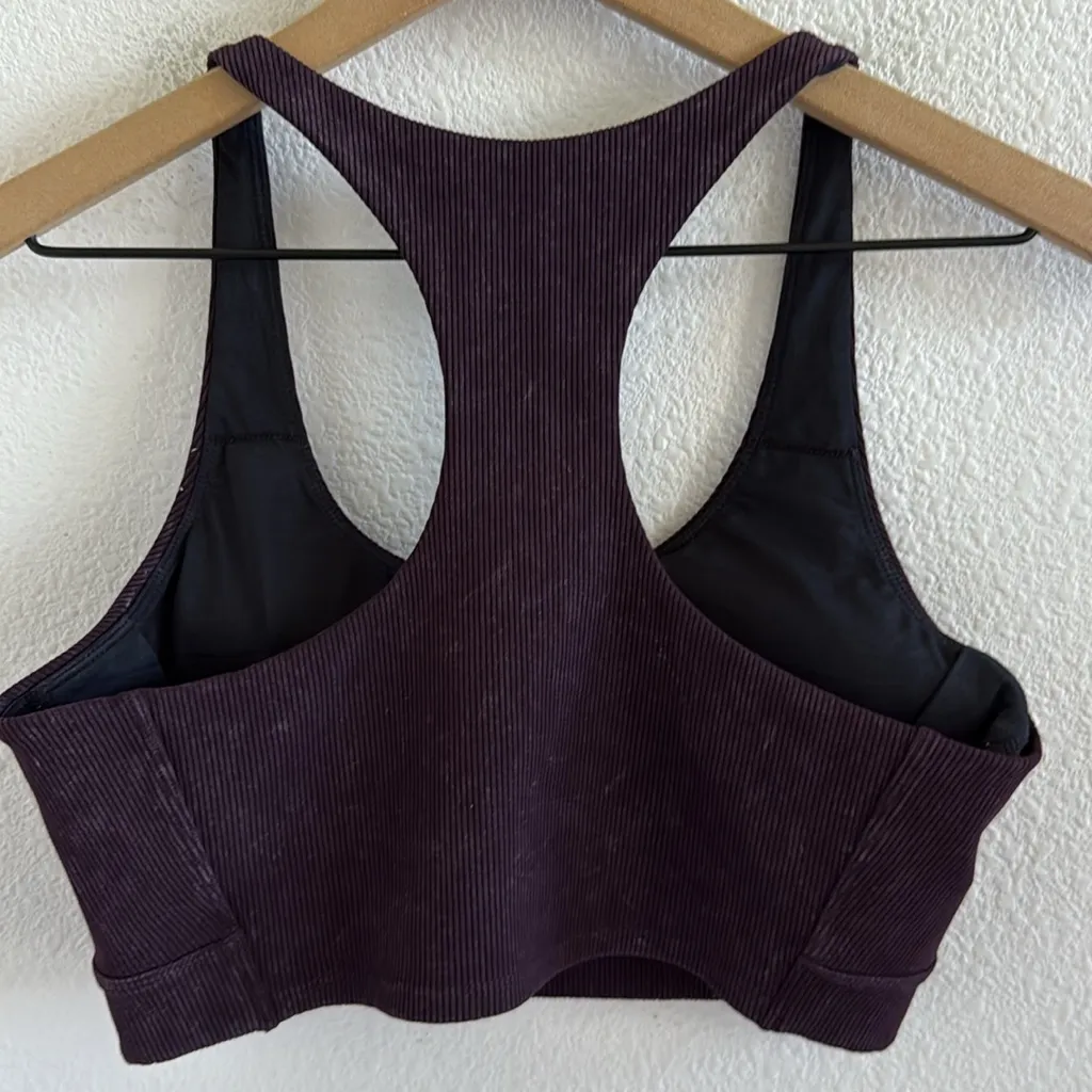 Zella Deep Purple Ribbed Activewear Top Medium - Image 2