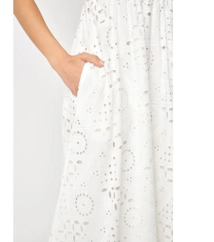 English Factory Broderie Anglaise Square Neck Maxi Dress White Womens Size Small - Image 5