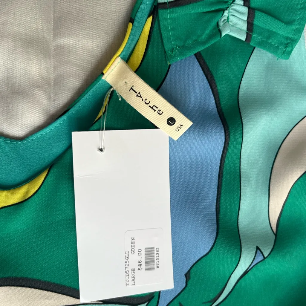 TYche Vibrant Leaf Print Sleeveless Top dress L - Image 7