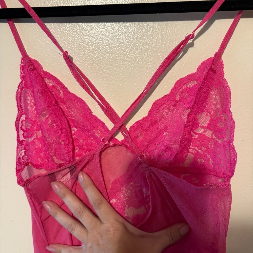 Frederick's of Hollywood Fuchsia Lace Chemise - Image 5