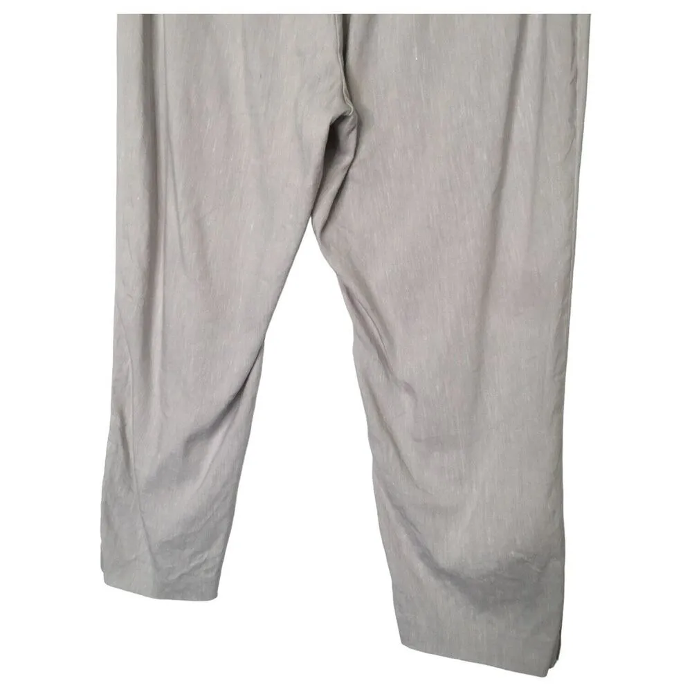 J Jill Pants Womens M Linen Stretch Capri Button Bottom Beachy Cottagecore Gray - Image 5