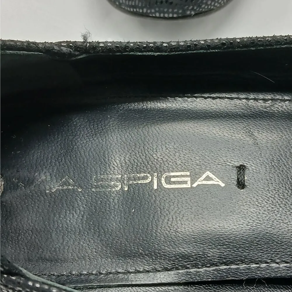 Via Spiga Womens Loafers Size 7M Black Leather Slip On Flats Casual Shoes - Image 9