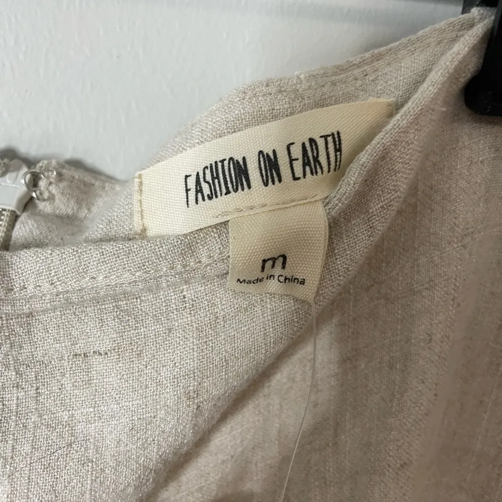 Fashion on Earth Beige Button Front Mini Skirt Women Medium New NWT Rayon Linen - Image 5