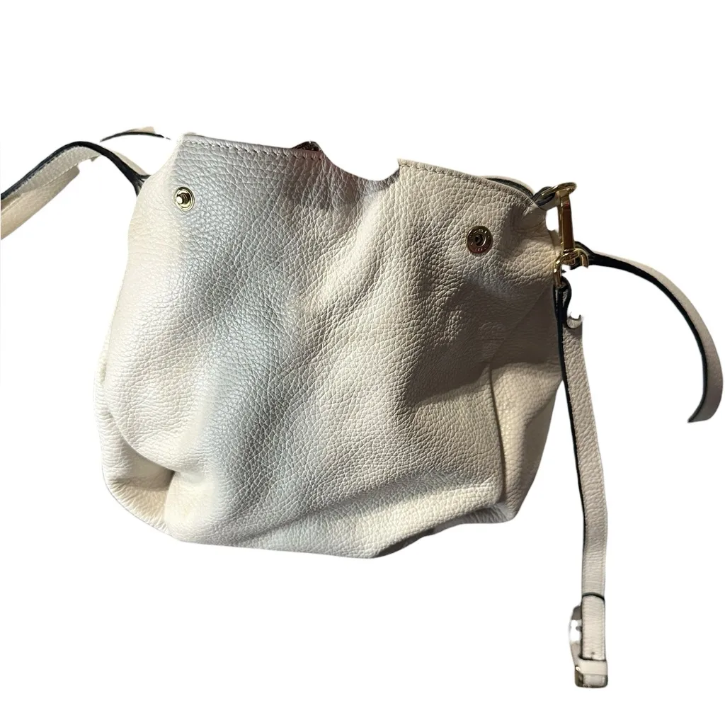 Gianni Chiarini Cream Pebbled Leather Tote Shoulder Crossbody Bag Zip Top Tan - Image 8