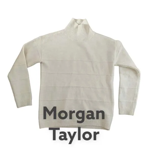 Morgan Taylor size small white cowl neck pull over sweater - Image 2